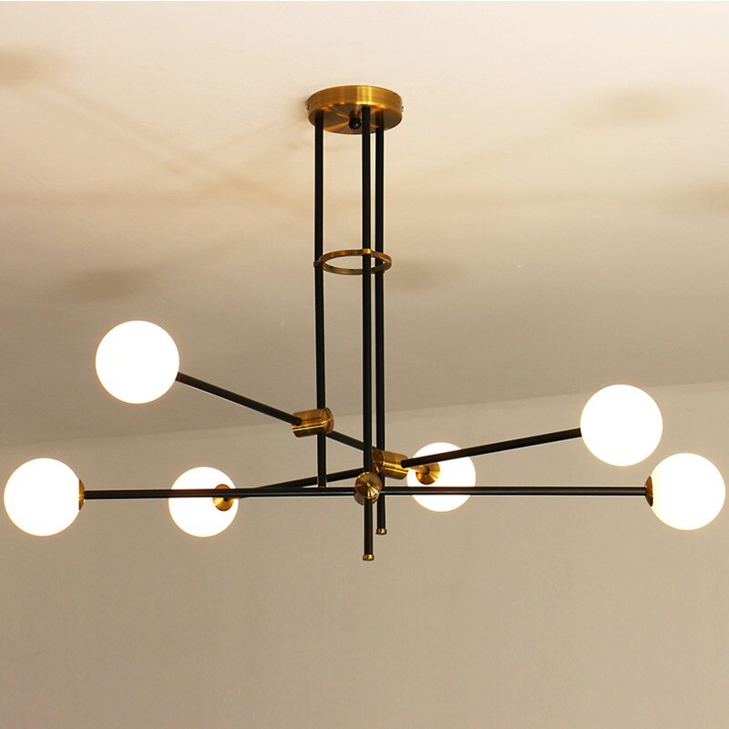 Люстра на штанге Delight Collection Bistro Globe 9389P/6 black/gold