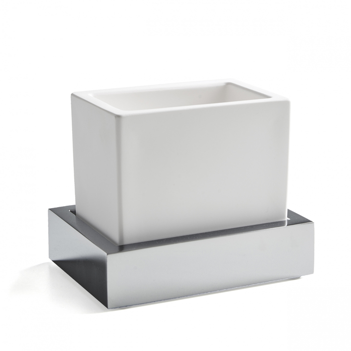 3SC SK 3.0 Стакан настольный, композит Solid Surface, цвет: белый/хром