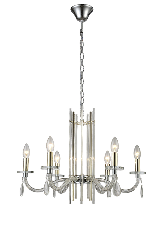 Подвесная люстра Crystal Lux AURELIO SP6 GOLD+CHROME/TRANSPARENT