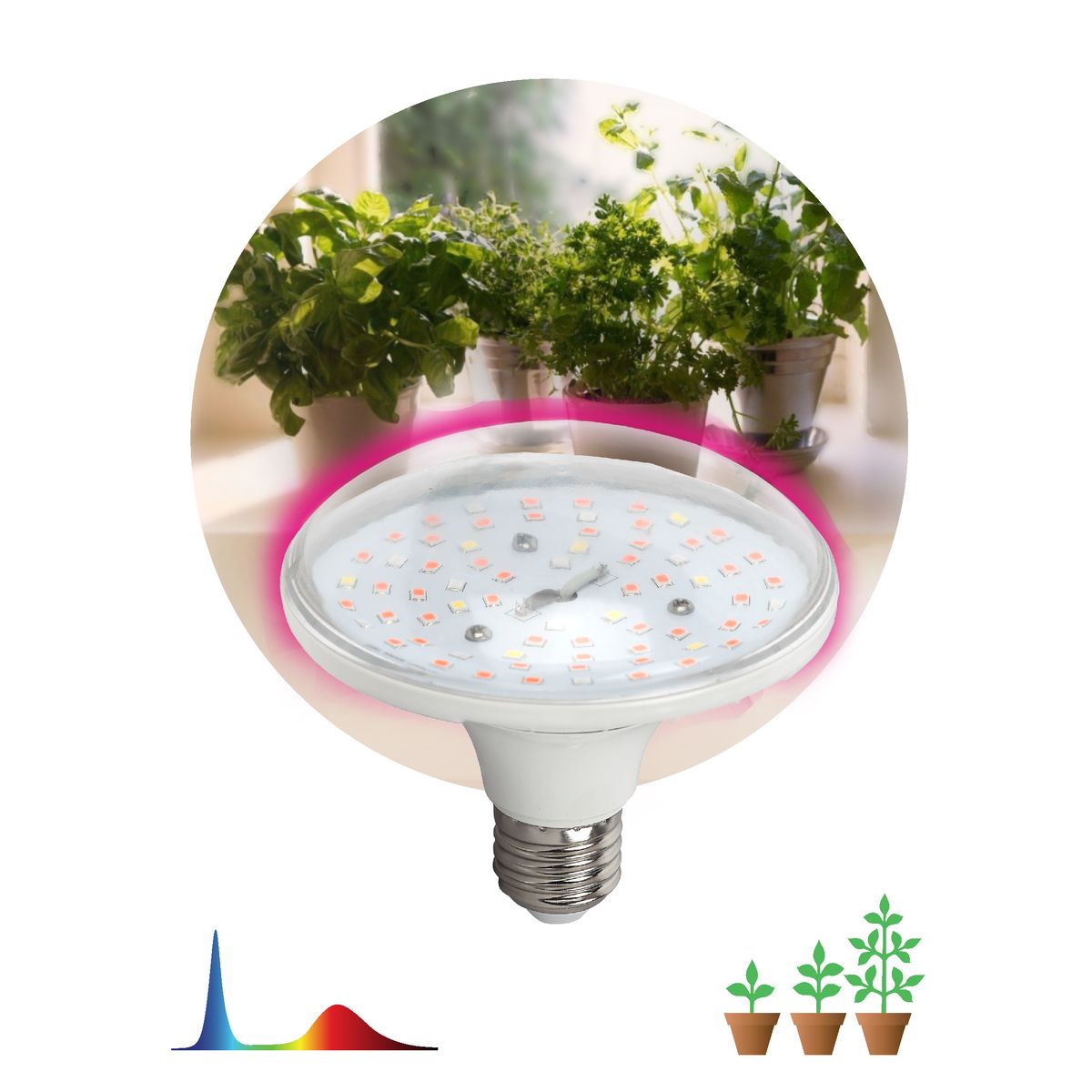 Фитолампа для растений светодиодная ЭРА E27 18W 2370K FITO-18W-RB-E27 Б0049533