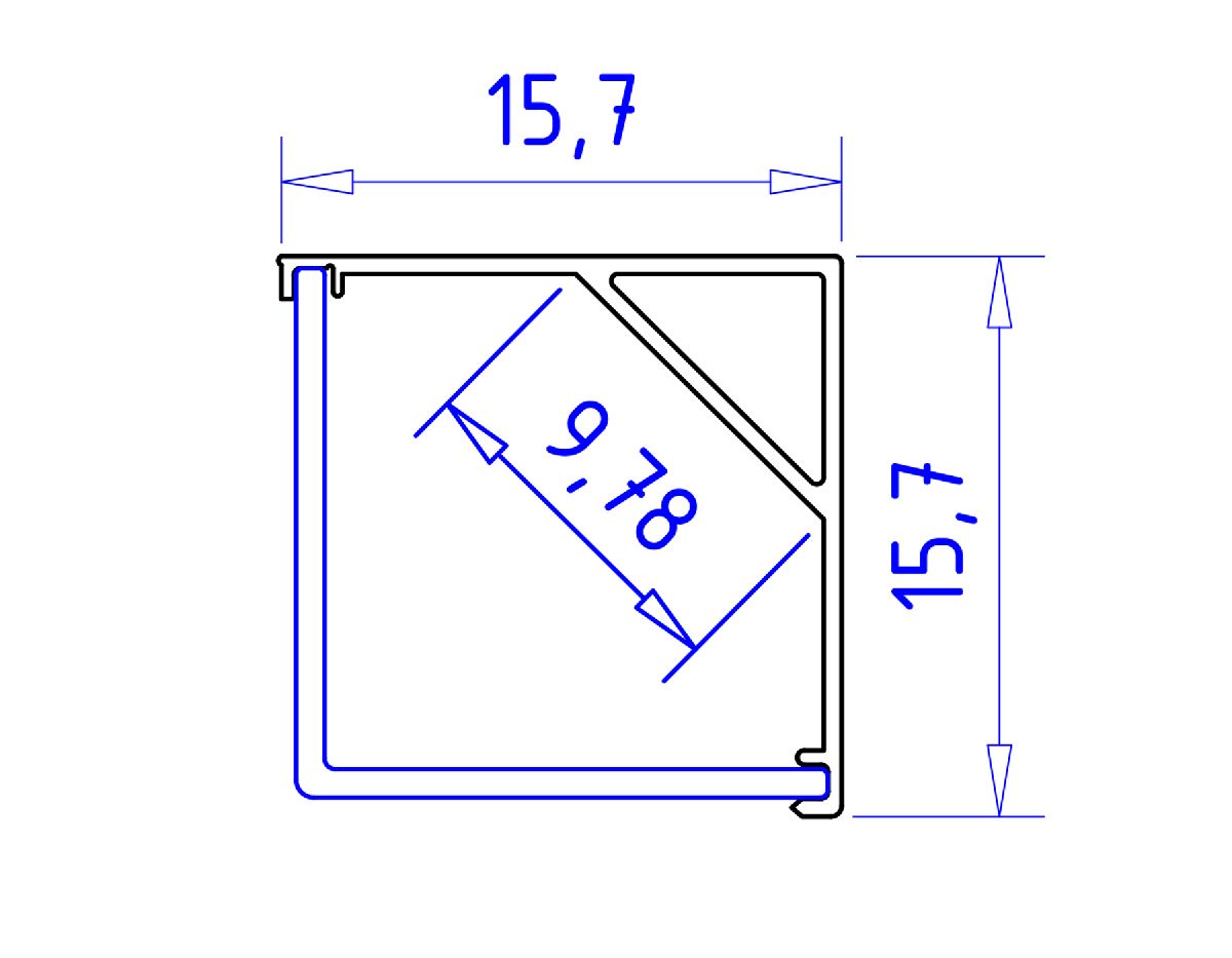 Алюминиевый угловой профиль Ambrella Light Alum Profile GP2150AL