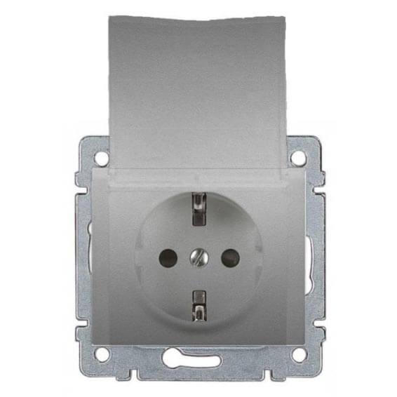 Розетка 2К+3 Legrand Galea Life 16A 250V с/з со шторками крышкой автоматические клеммы алюминий 771364