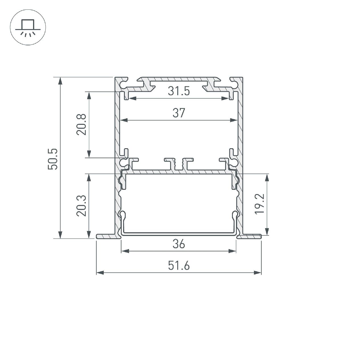 Алюминиевый профиль Arlight SL-LINIA52-3L-F-2000 ANOD BLACK 044685