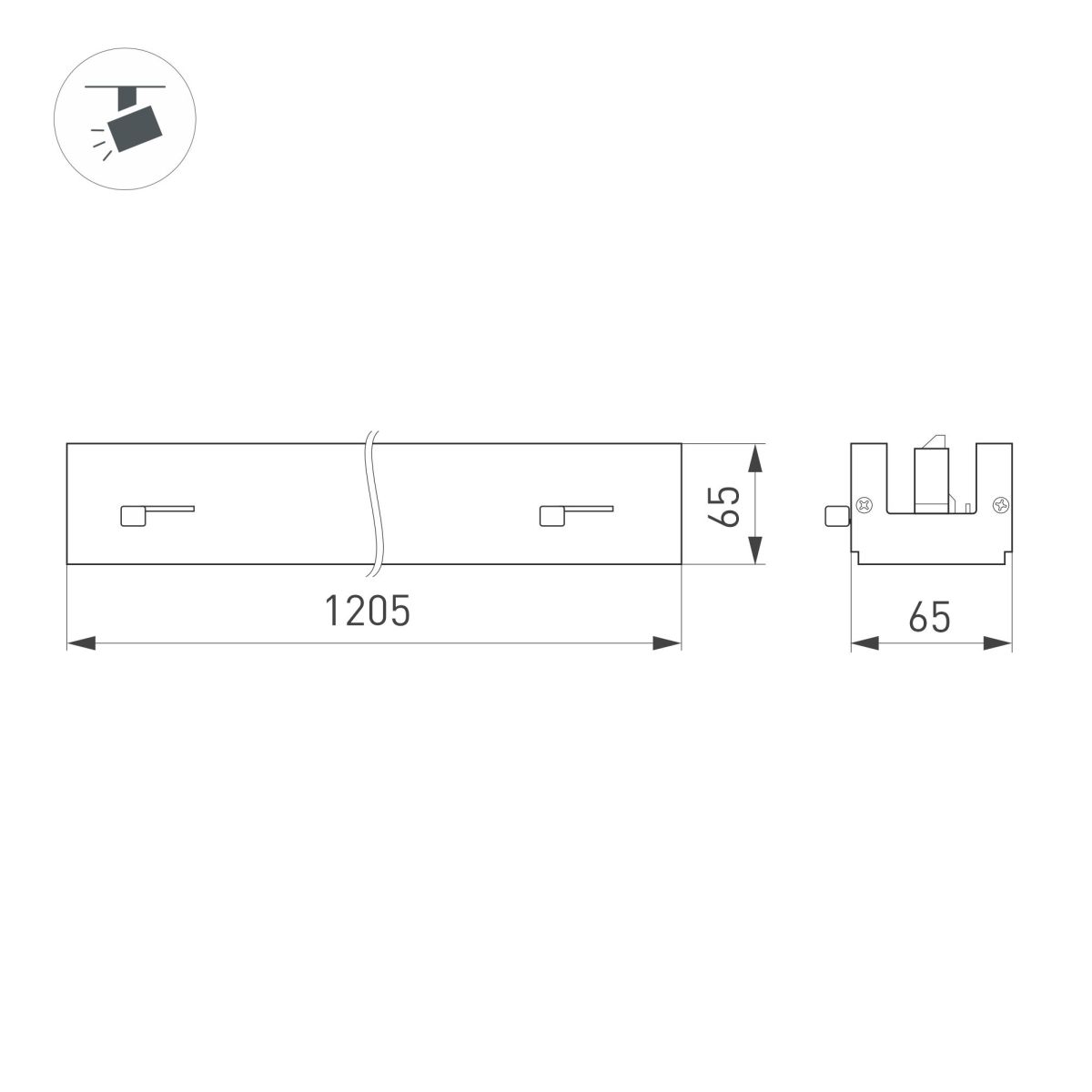 Трековый трехфазный светильник Arlight LGD-LUNGO-4TR-L1200-39W-60W Day4000 (Черный, двойной асимметричный 2х20 deg, 230V) (IP20 Металл) 064269