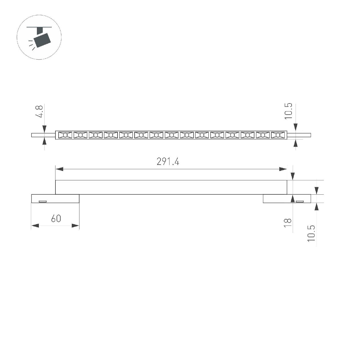 Трековый магнитный светильник Arlight MAG-MICROCOSM-LASER-L300-15W Day4000 (BK, 30 deg, 24V) 043276
