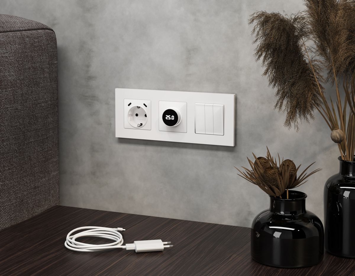 Комплект механизма электрической розетки 2USB С+C 20W с/з на винтовых зажимах 16A-250V Alfa Белый глянец Quant Ambrella Volt MA110510 (AP1105, VM165)