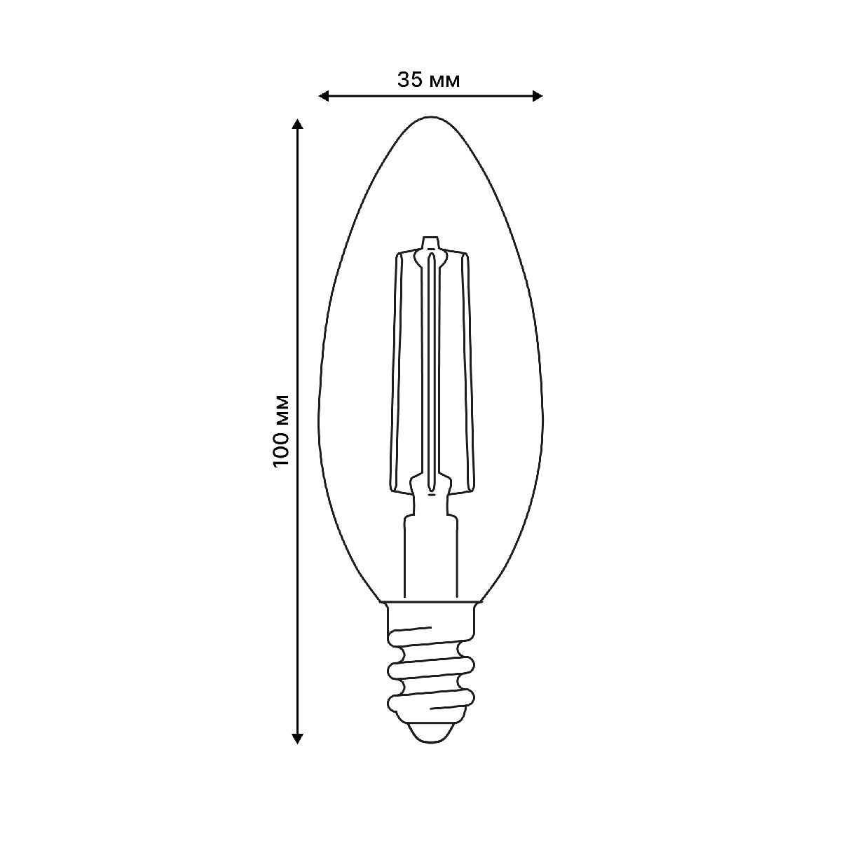 Лампа светодиодная филаментная Uniel LED-C35-4W/3000K/E14/CL GLY01TR UL-00011936
