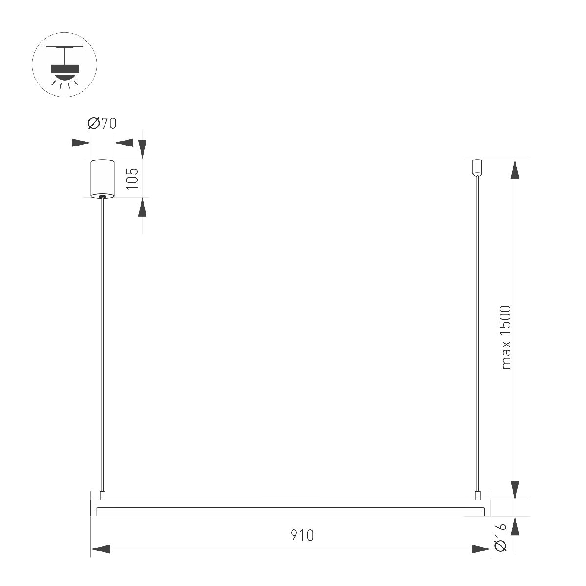 Подвесной светильник Arlight SP-UMBRA-HANG-H-L900-15W Warm3000 036941(1)
