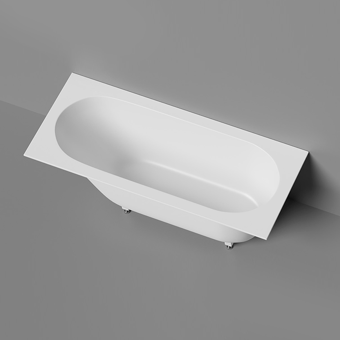 Salini Lofo Kit Ванна 168.8х74.2х59см., встраиваемая, Solid Surface, с донным клапаном, сифоном, ножками, слив-переливом, цвет: белый матовый