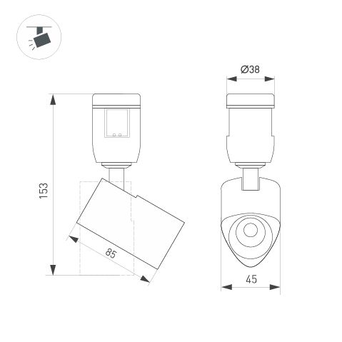 Трековый светильники Arlight ART-APRIORI-SPOT-TURN-R45-8W Warm3000 039288