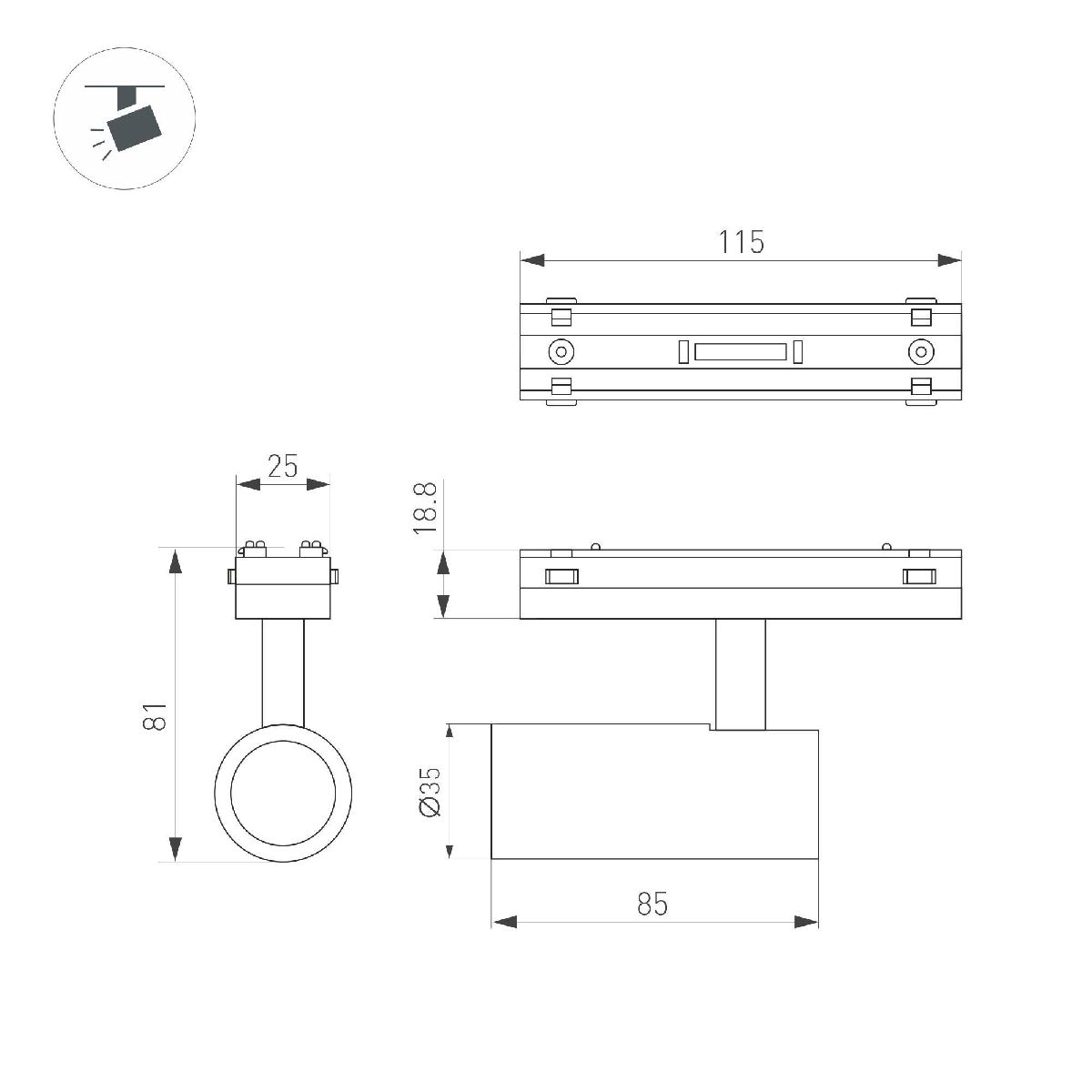 Трековый магнитный светильник Arlight MAG-VIBE-SPOT-R35-8W Day4000-MIX (WH, 24 deg, 48V, TUYA Zigbee) 045004
