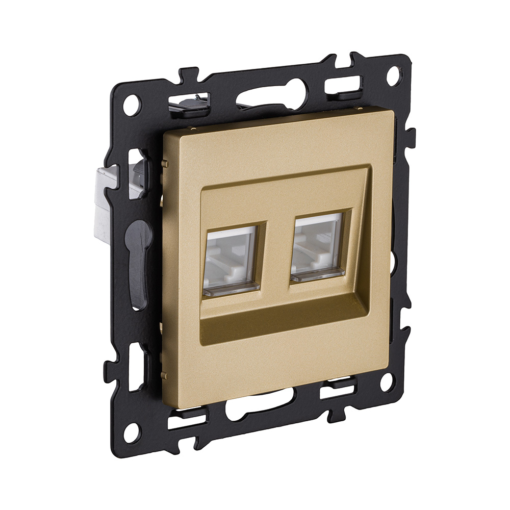 Розетка двойная Ethernet RJ45 Cat.6, золотой Kollinger Asthetik AS-018GD
