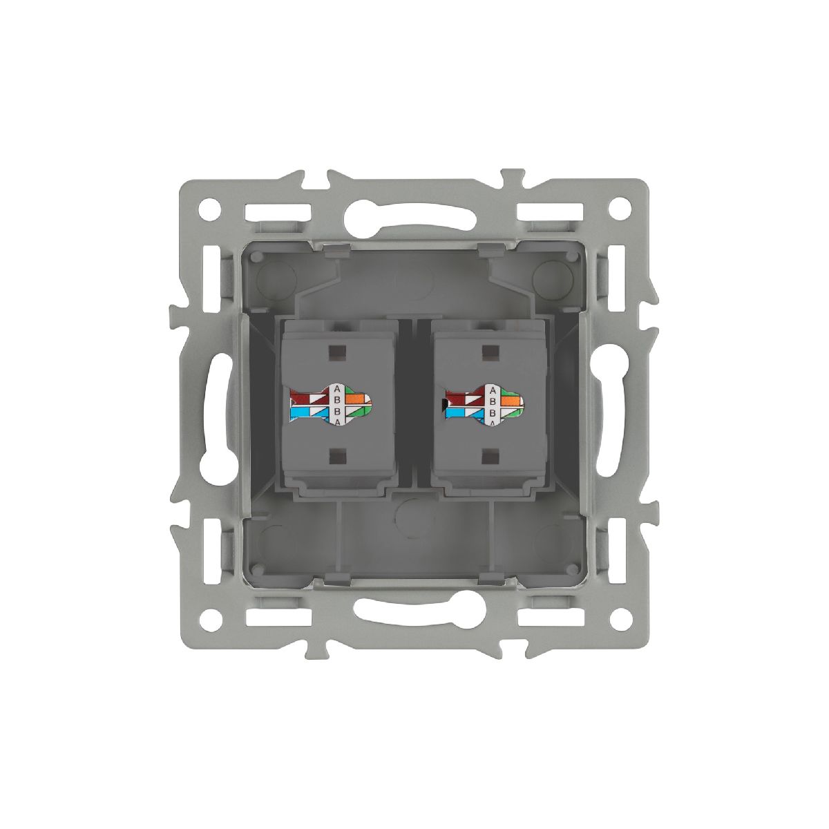 Механизм компьютерной розетки двойной Arlight SCT-MPC2-PL-GR (RJ-45, CAT6) 045338