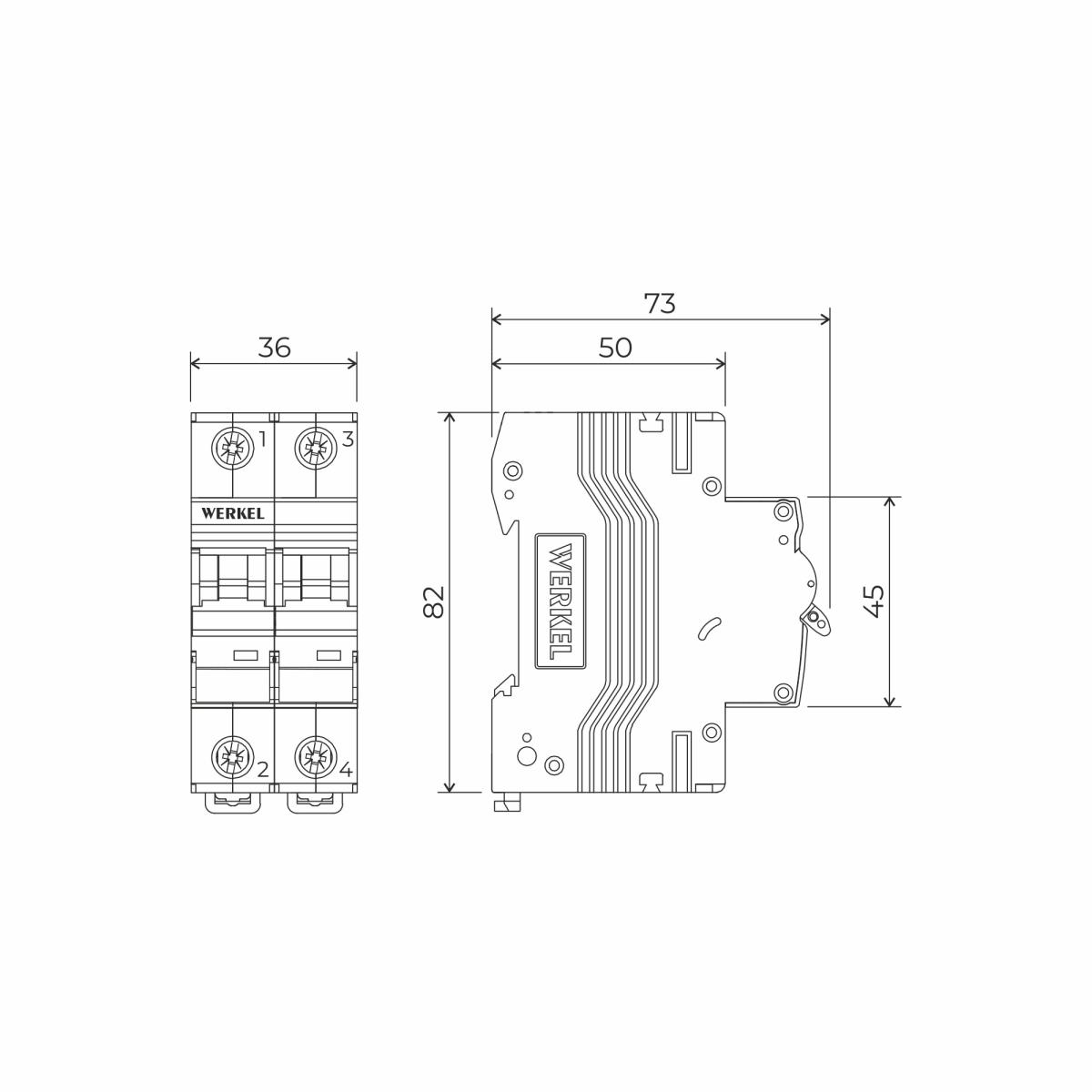 Автоматический выключатель 2P 63 A C 4,5 кА Werkel W902P634 4690389192913 a062500