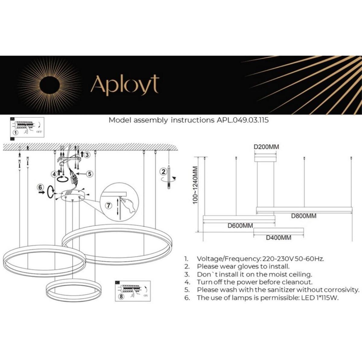 Подвесная люстра Aployt Armel APL.049.03.115