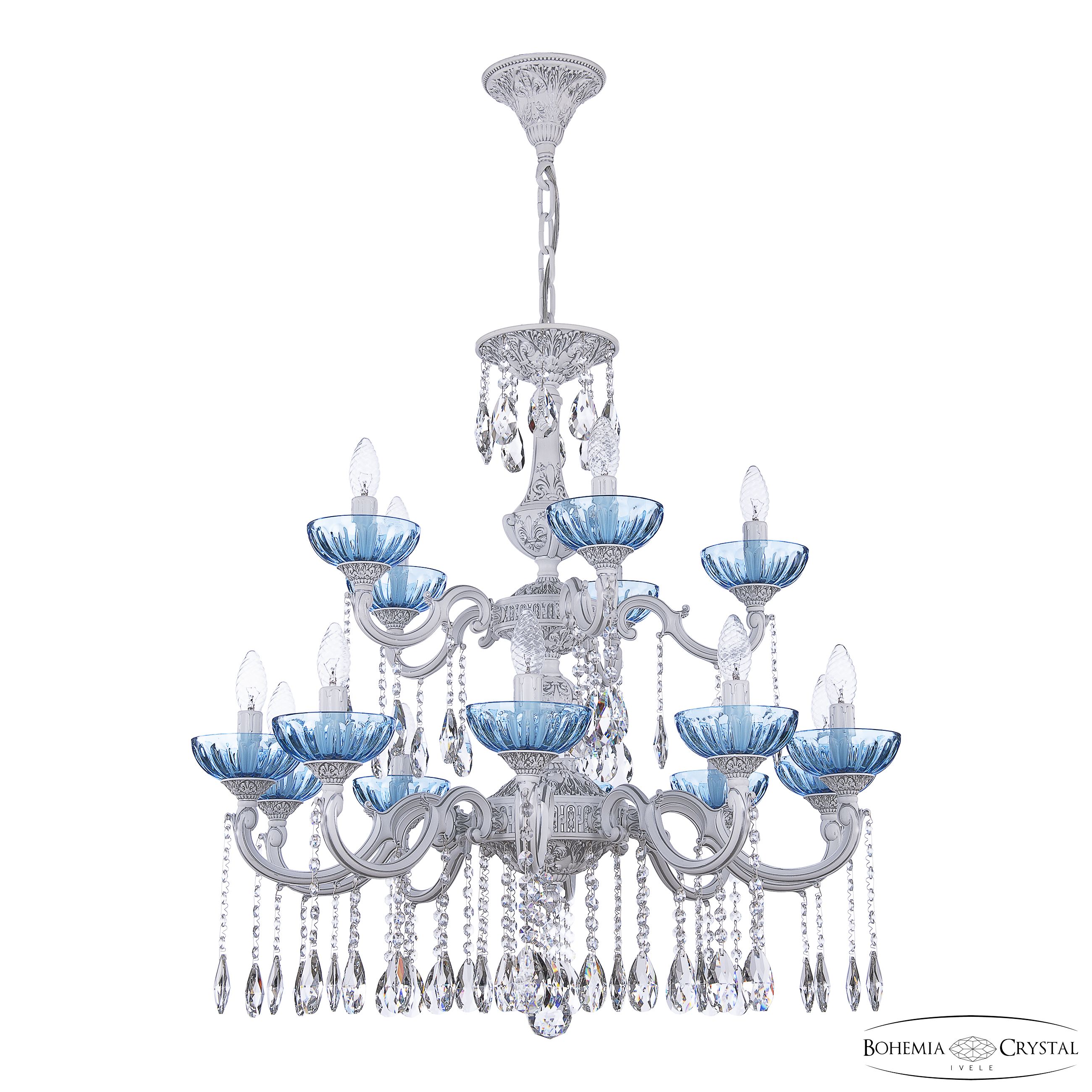 Подвесная люстра Bohemia Ivele Crystal AL78101/10+5/250/2D A WMN P Aquamarine/M-1H