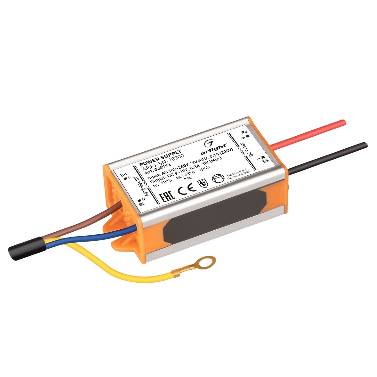 Блок питания Arlight ARPJ-SN-18300 (5W, 9-18V, 300mA, IP65) 040792