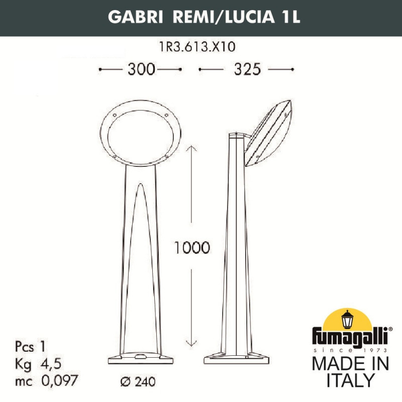 Садовый светильник Fumagalli 1R3.613.X10.AYE27