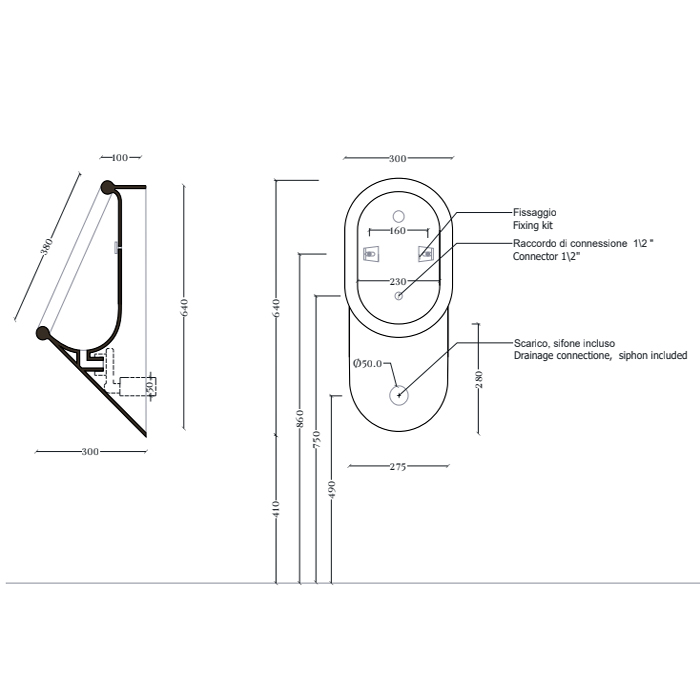 Artceram Babila Писсуар 37x30х64см., подвесной, saniglaze, цвет: белый
