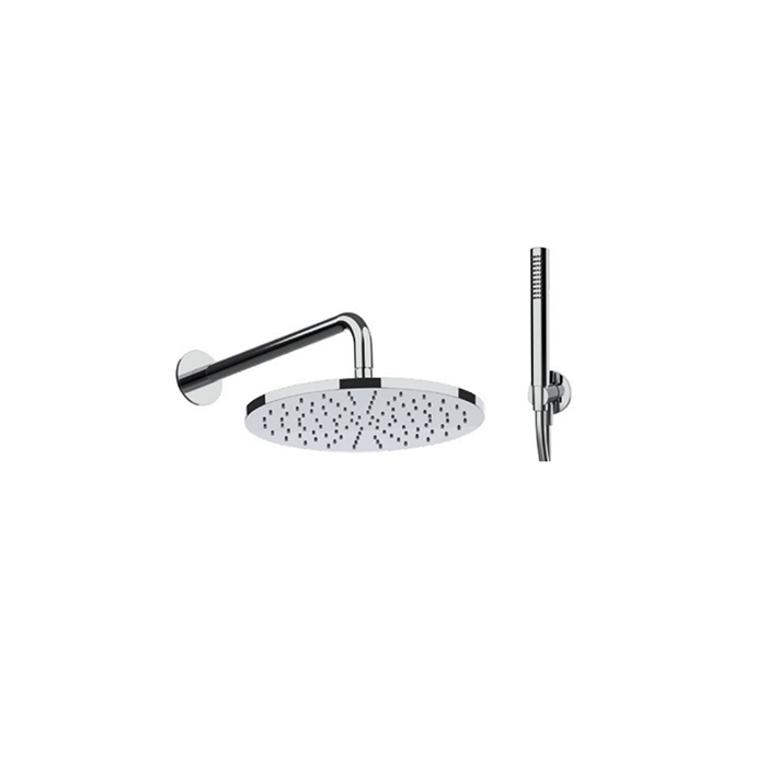 Almar KIT 300 round Комплект: Держатель верхнего душа L350мм + верхний душ 300мм (латунь) + ручной душ (латунь) + шланг + вывод с держателем, цвет: хром