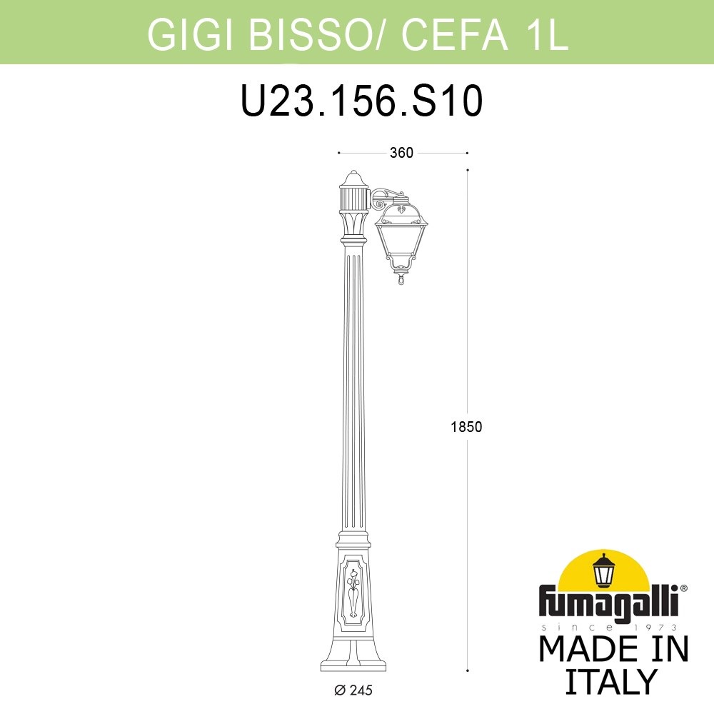 Садово-парковый светильник Fumagalli GIGI BISSO/CEFA 1L U23.156.S10.BXE27