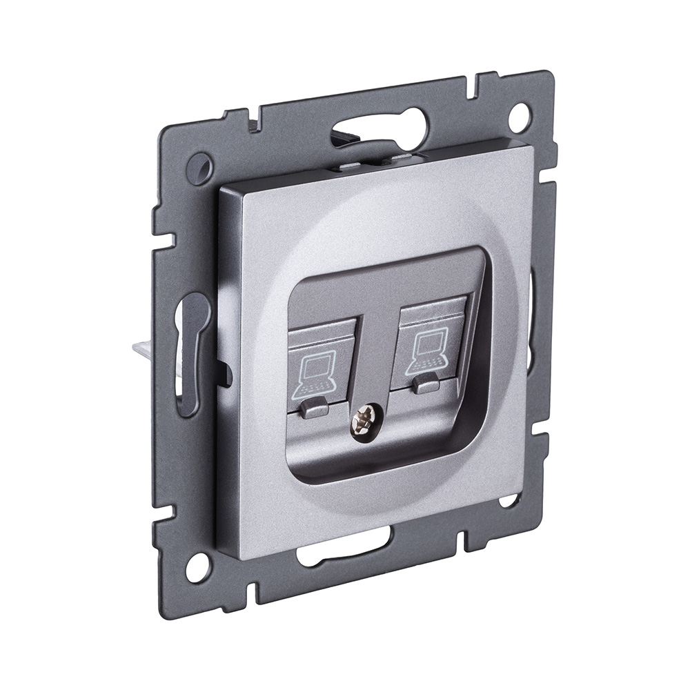 Розетка двойная Ethernet RJ45 Cat.6, серый Kollinger REA-019GY для Aspekt, Eleganz, Reflex