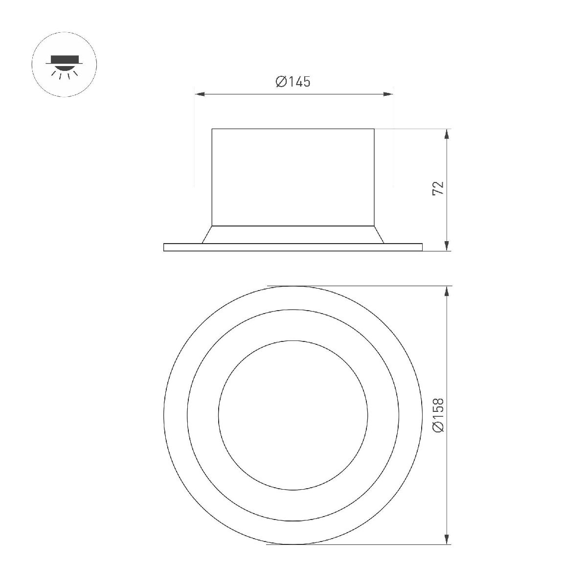Встраиваемый светильник Arlight MS-DROP-BUILT-R158-30W Day4000 (BK, 90 deg, 230V) 041498