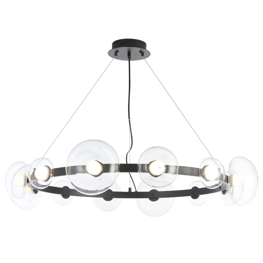 Подвесная люстра Crystal Lux BOSQUE SP12 BLACK/TRANSPARENT