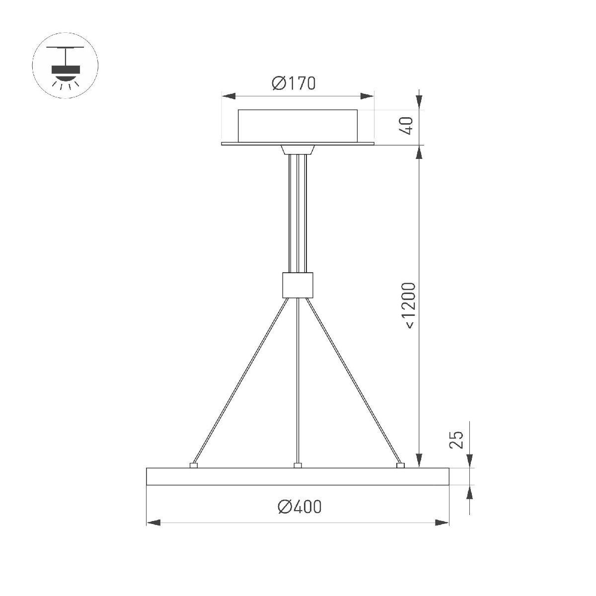 Подвесной Подвесной светильник Arlight SP-CONGO-CAN-1-R400-24W Day4000 (WH, 120 deg, 230V) 046213