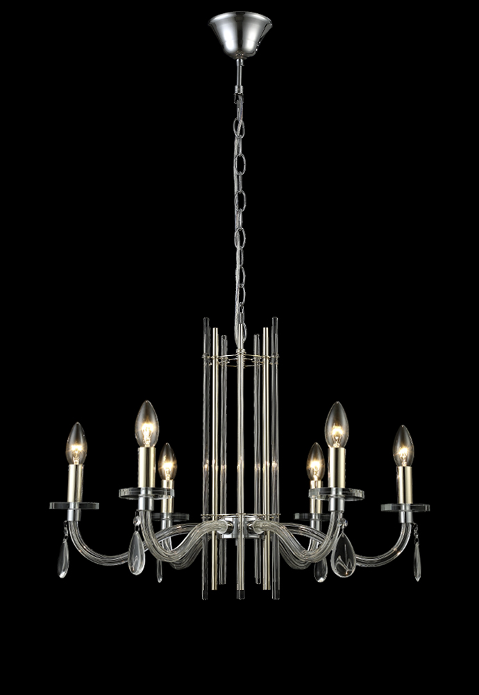 Подвесная люстра Crystal Lux AURELIO SP6 GOLD+CHROME/TRANSPARENT