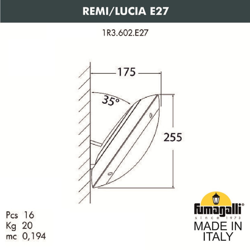 Уличный настенный светильник Fumagalli 1R3.602.000.WYE27