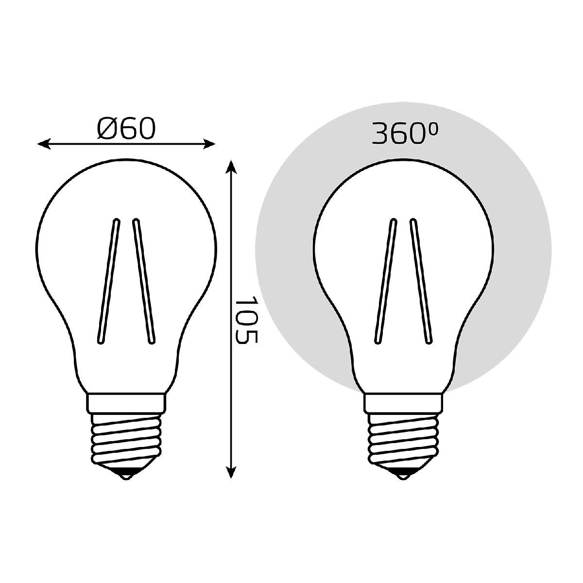Лампа светодиодная филаментная Gauss E27 20W 4100K груша прозрачная 102902220