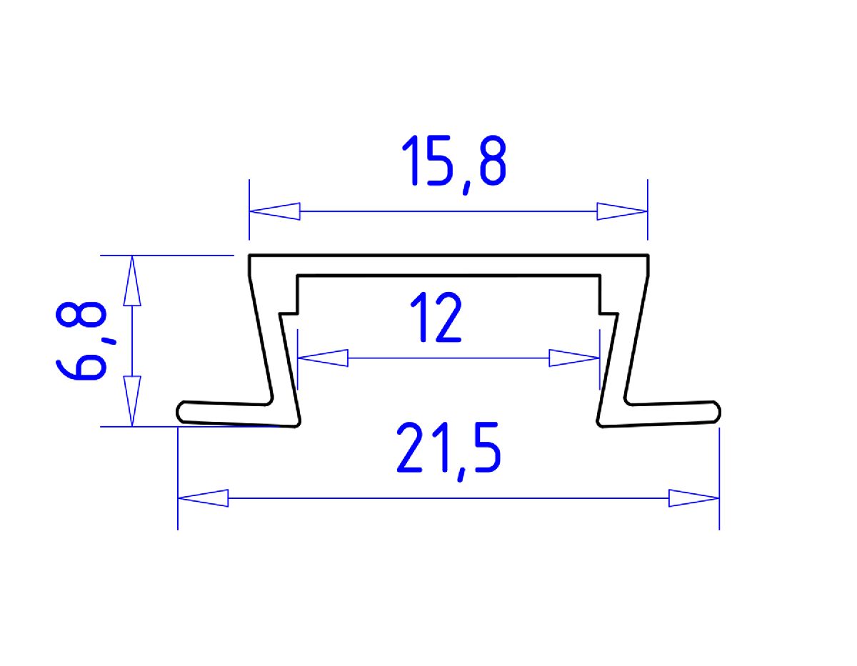 Алюминиевый встраиваемый профиль Ambrella Light Alum Profile GP1001BK