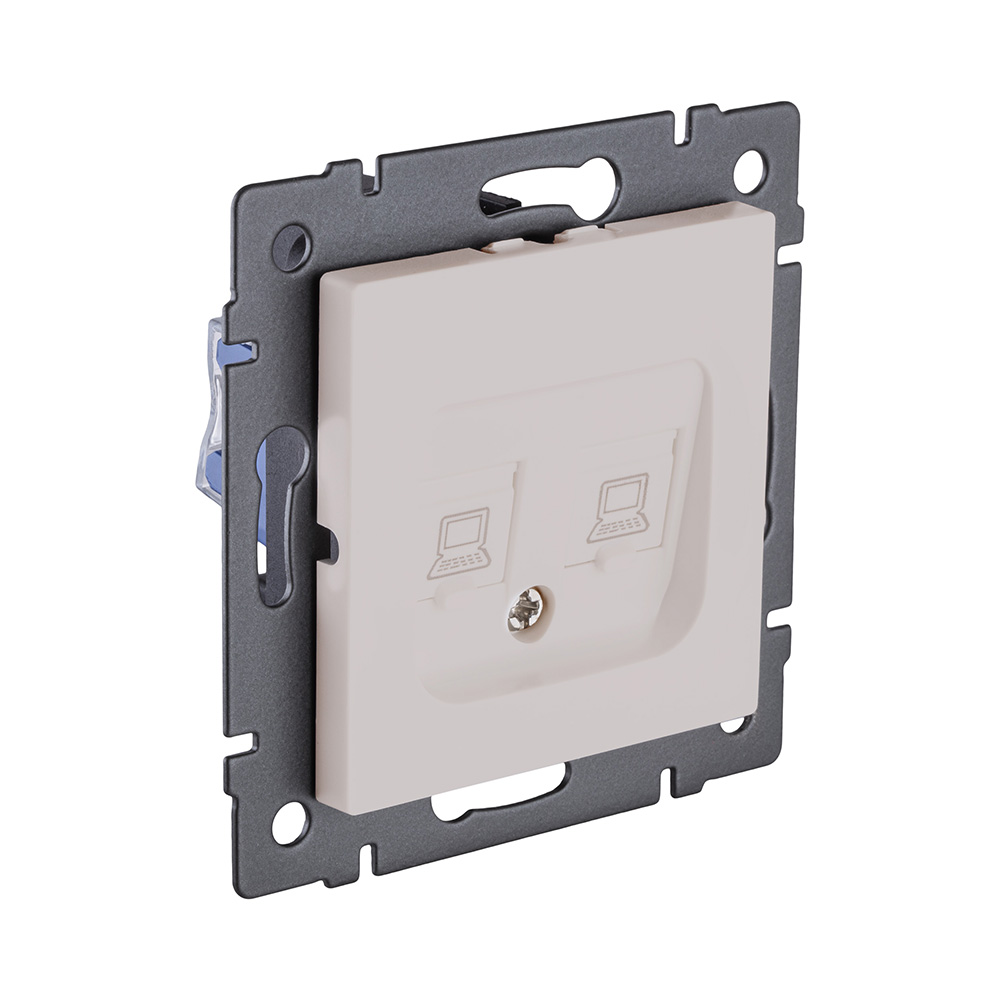 Розетка двойная Ethernet RJ45 Cat.6, кашемир матовый Kollinger REA-019CM для Aspekt, Eleganz, Reflex