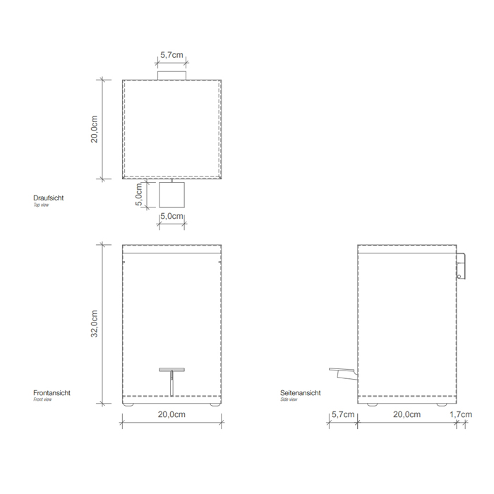 Decor Walther TE 70 SC Ведро 20x20x32см, с педалью и крышкой, softclose, напольное, цвет: черный матовый