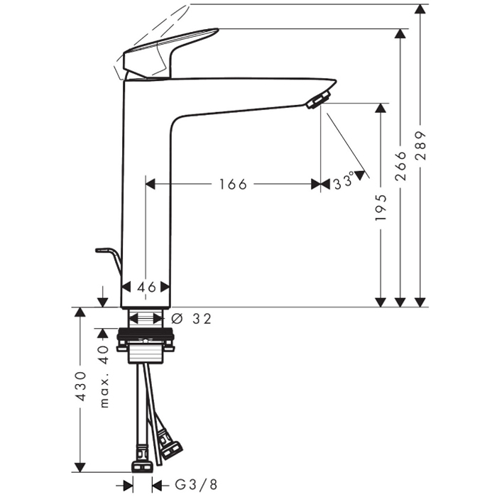Hansgrohe Logis Смеситель для раковины, 1 отв., с донным клапаном, цвет: черный матовый