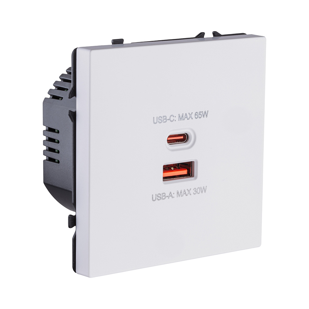 Розетка USB A+C 65W, белый глянцевый Kollinger Eclipse EC-024WG
