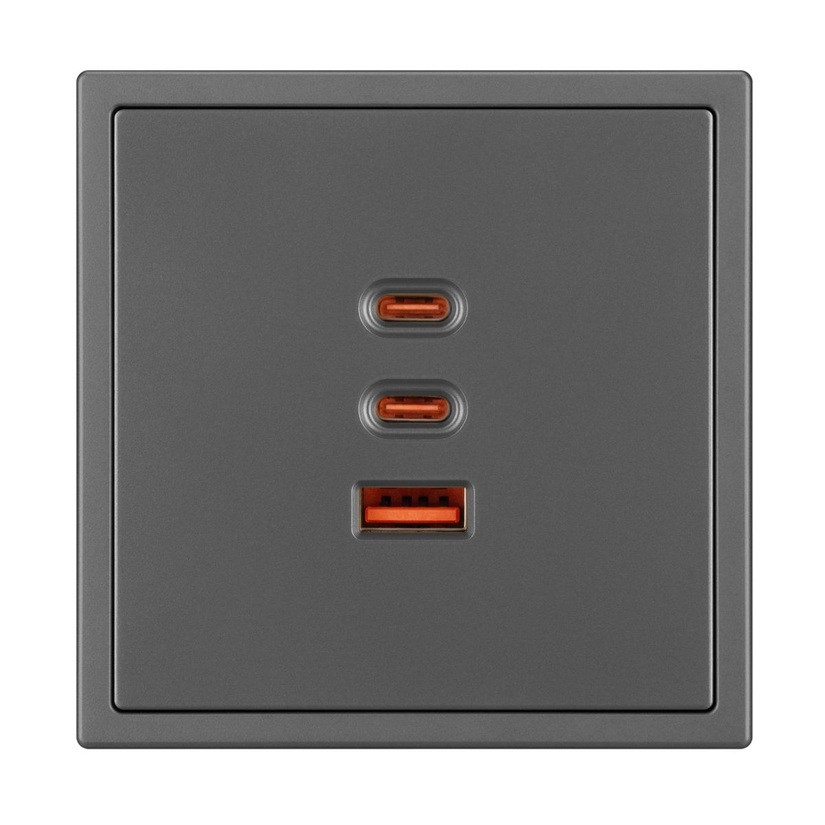 USB Розетка тип А+С+С софт-тач серый базальт Arlight SCT-MUACC-SFPL-FC-GR (65W, QC3) 061837(1)