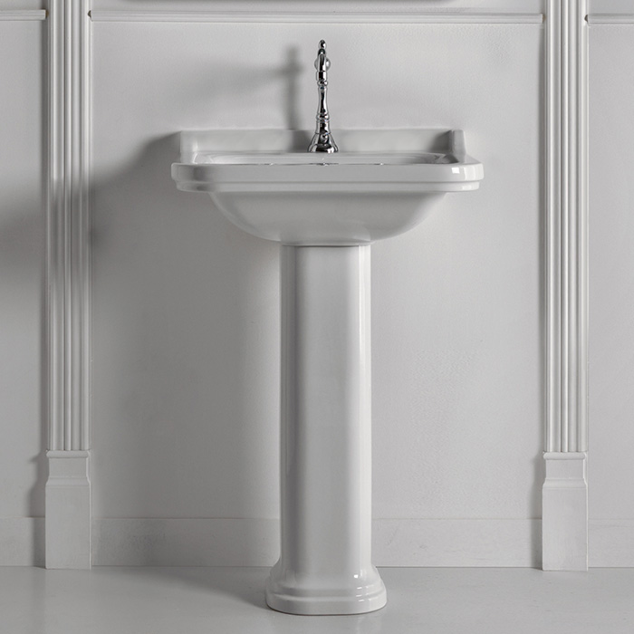 Kerasan Waldorf Раковина 60х55 см, 1 отв., с пьедесталом, керамическая, цвет: белый/хром
