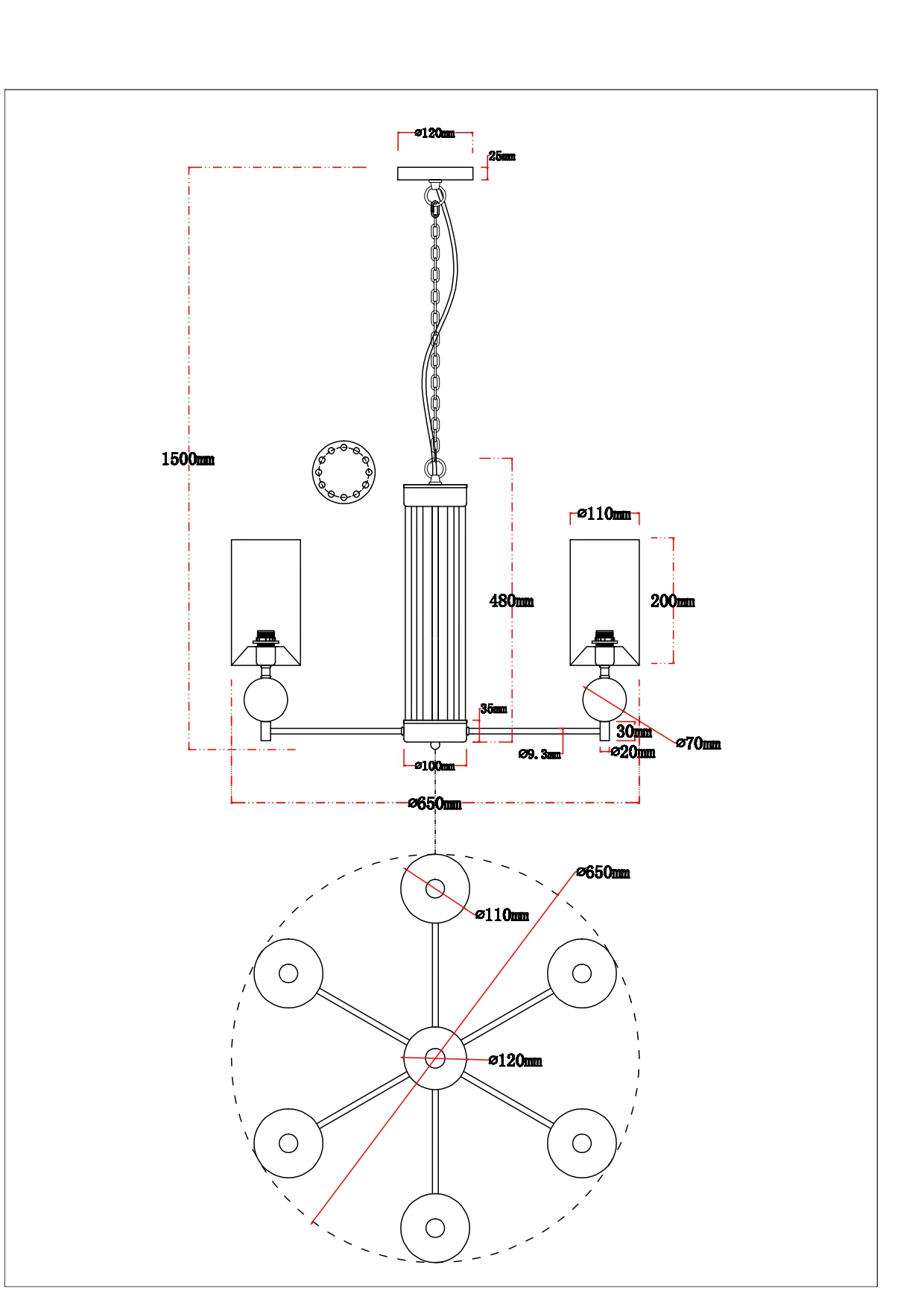 Подвесная люстра Arte Lamp Matar A4027LM-6PB