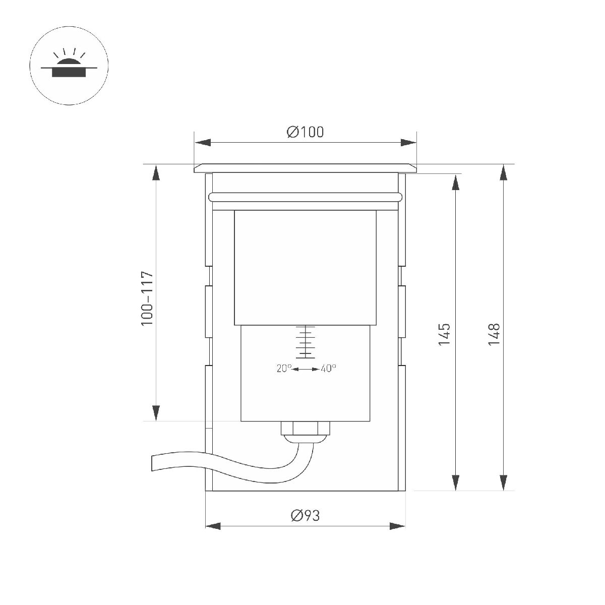Грунтовый светильник Arlight ART-GROUND-ZOOM-R100-15W Warm3000 038172
