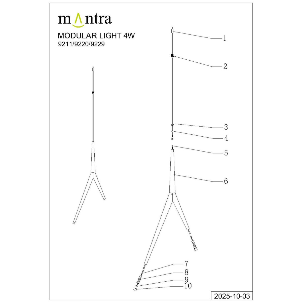 Подвесная люстра Mantra Arrecife 9385+9220 (5L)
