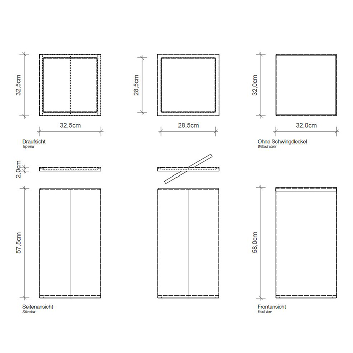 Decor Walther DW 215 Корзина для белья 32x32x58см, напольная, цвет: сталь полированная