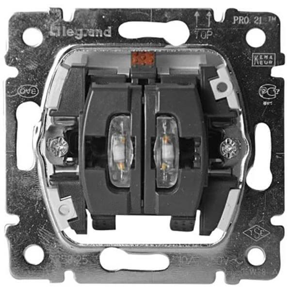 Выключатель двухклавишный Legrand Galea Life 10A 250V с подсветкой 775825