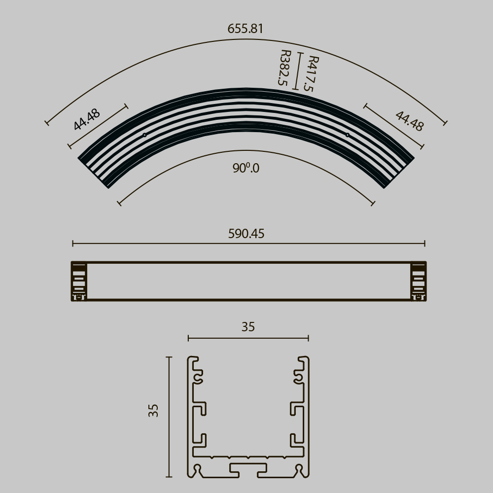 Радиусный профиль Maytoni Led strip ALM-3535R-B-D-90°-0.8M