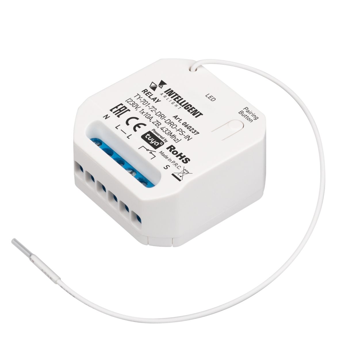 Релейный модуль Arlight TY-701-72-DRI-DRO-PS-IN (230V, 1x10A, ZB, 433Mhz) (IARL, IP20 Пластик) 060237