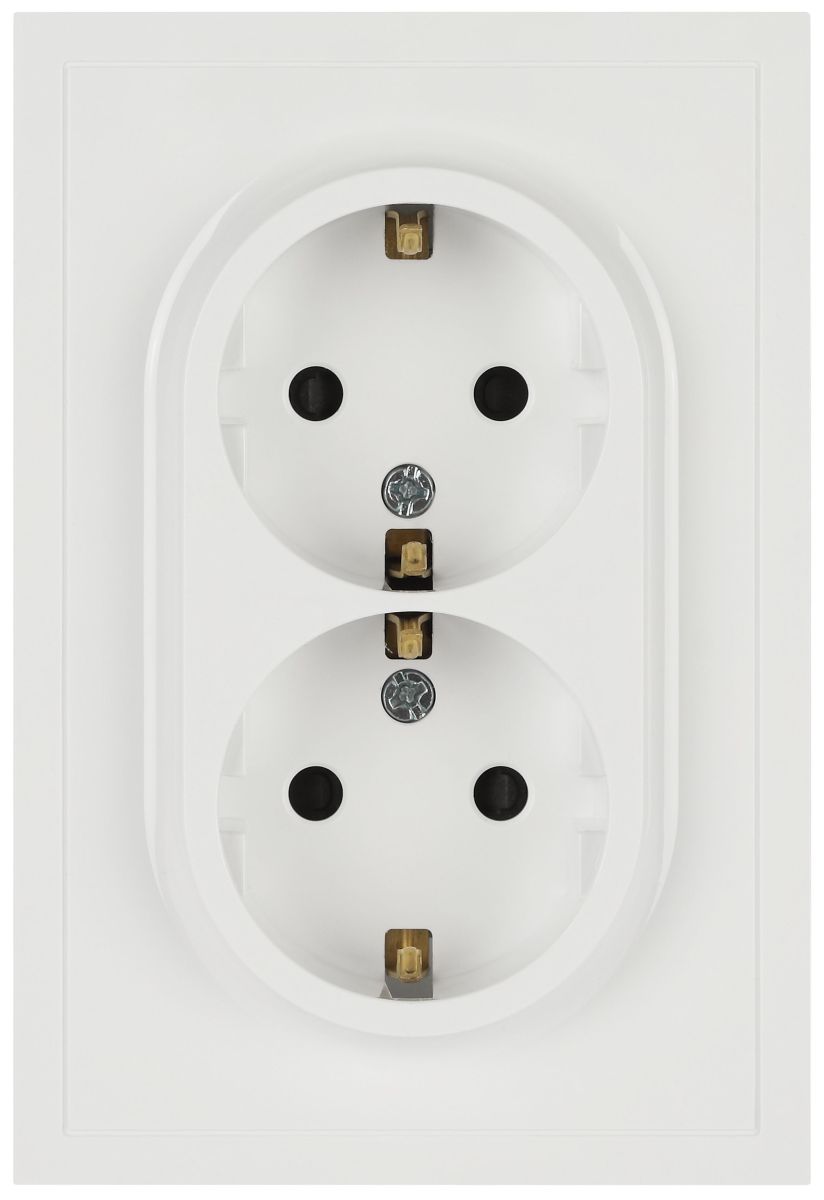 Розетка ЭРА Galaxy 15-2104-01 с заземлением двойная 2X2P+E Schuko 16А-250В IP20 белый Б0070678