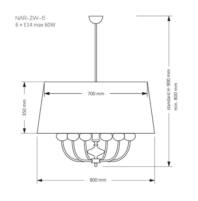 Подвесная люстра Kutek Mood Narni NAR-ZW-6 (CZ)