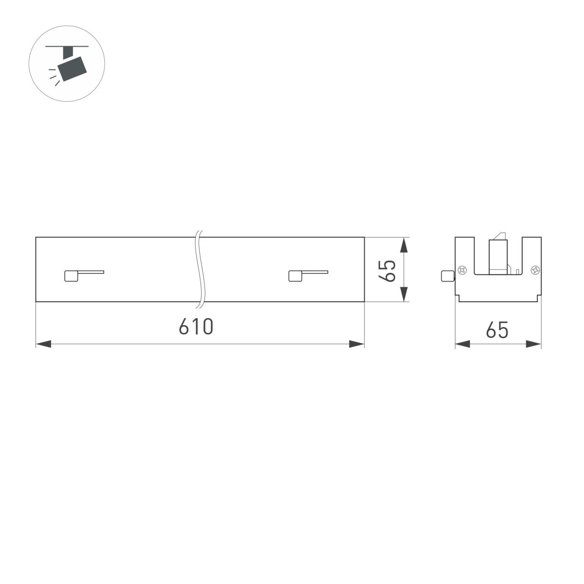 Трековый трехфазный светильник Arlight LGD-LUNGO-4TR-L600-20W-30W Day4000 (Черный, двойной асимметричный 2х20 deg, 230V) (IP20 Металл) 064244