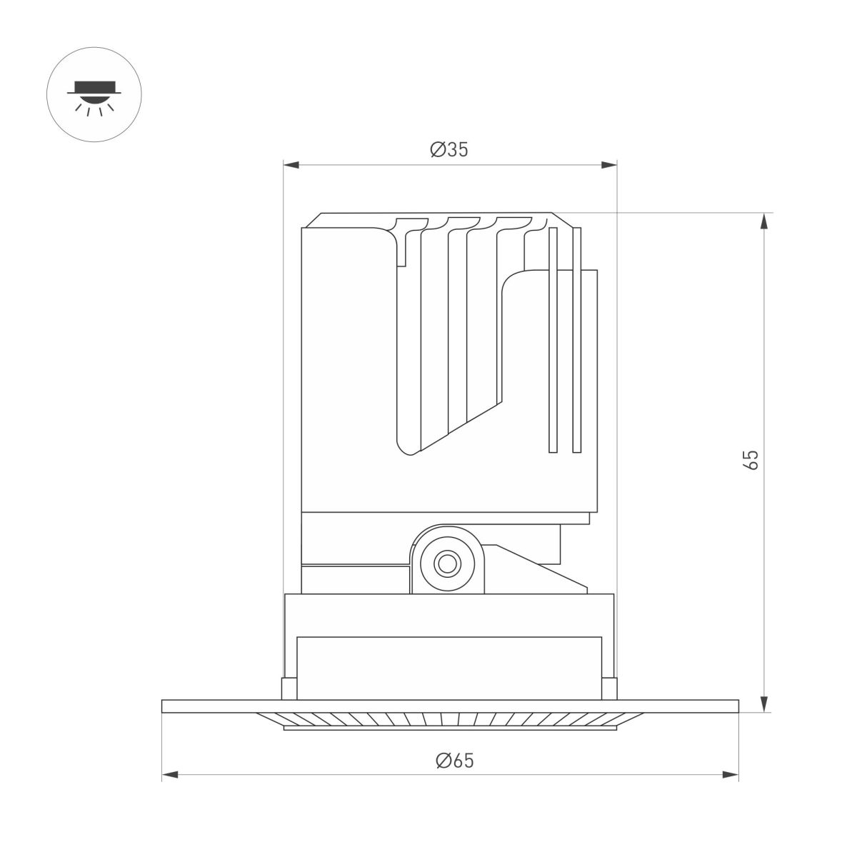 Встраиваемый светильник даунлайт Arlight MS-ARADO-TRIMLESS-R35-3W Warm3000 (WH-WH, 36 deg, 230V) (IP20 Металл) 052386